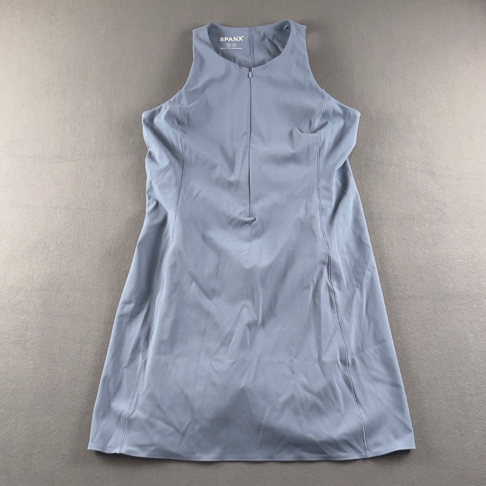 Spanx Get Moving Skort Dress Blue Sleeveless Quarter Zip Activewear 50681R M